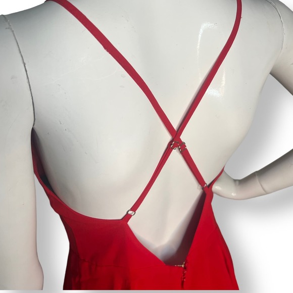 Bebe Size 2 Cross Back Chiffon Skater Dress Red NWT - Picture 7 of 11